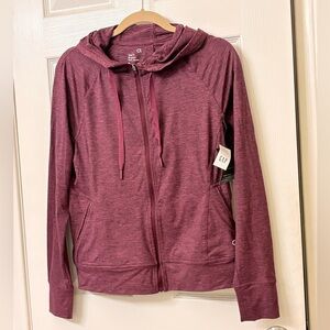 GapFit Full-Zip Hoodie in Brushed Tech Jersey -Medium